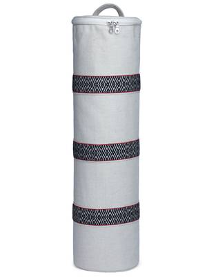 eco - friendly beige & black cotton canvas striped yoga bag 3