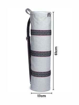 eco - friendly beige & black cotton canvas striped yoga bag 4