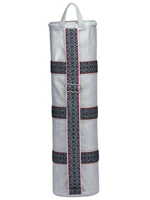 eco - friendly beige & black cotton canvas striped yoga bag 5