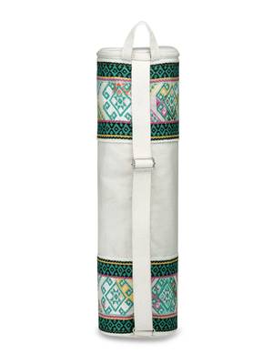 eco - friendly beige & multi cotton canvas ethnic motifs jacquard yoga bag 5