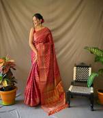 RANI PINK TRENDY UNIQUE  PATOLA SAREE