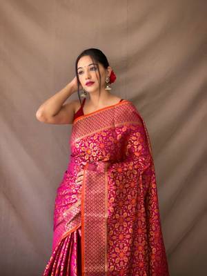 RANI PINK TRENDY UNIQUE  PATOLA SAREE 2