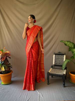 RED TRENDY UNIQUE  PATOLA SAREE 1