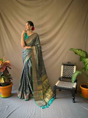 BLUE TRENDY UNIQUE  PATOLA SAREE 1