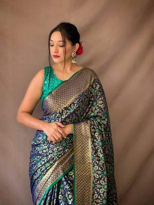 BLUE TRENDY UNIQUE  PATOLA SAREE 2