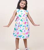 girl's white animal printed cotton dress
