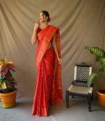 RED TRENDY UNIQUE  PATOLA SAREE