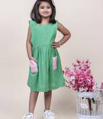 girl's sheen colorblocked cotton dress