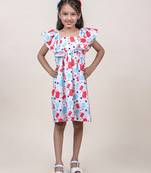girl's candy printed white cotton dress