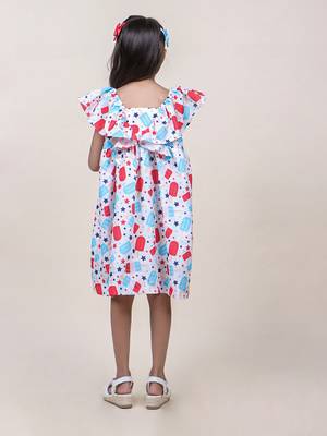 girl's candy printed white cotton dress 2