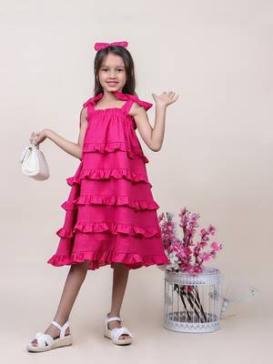 girl's ruffled pink cotton dress 1