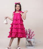 girl's ruffled pink cotton dress