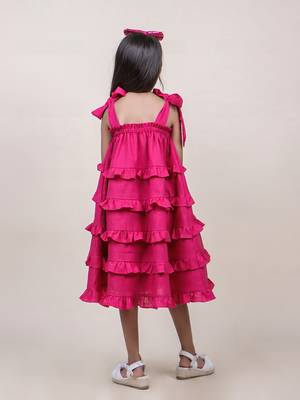 girl's ruffled pink cotton dress 2