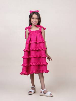 girl's ruffled pink cotton dress 5