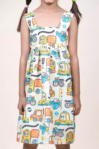 girl's long drive printed dress