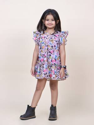 girl's micky purple cotton dress 1