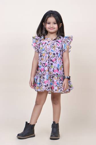 Jilmil girl's micky purple cotton dress