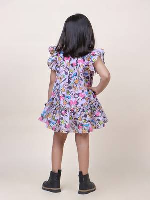 girl's micky purple cotton dress 2
