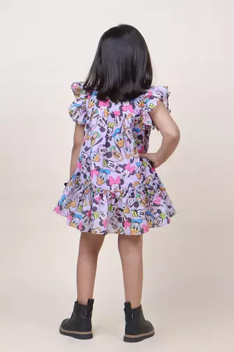 girl's micky purple cotton dress