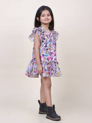 girl's micky purple cotton dress 3