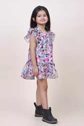 girl's micky purple cotton dress