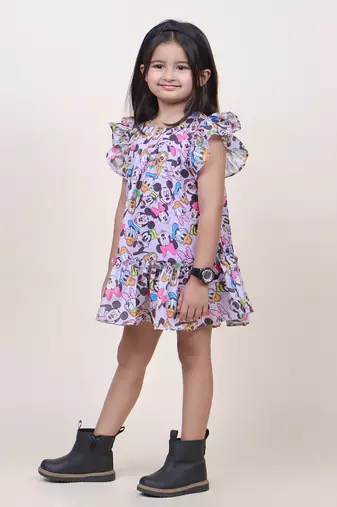girl's micky purple cotton dress