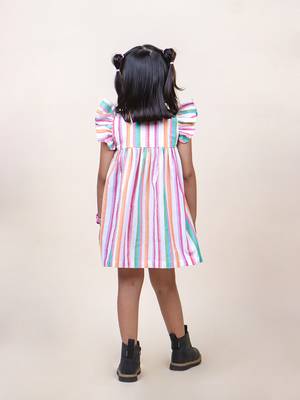 girl's multicolor stripes cotton mini dress 2