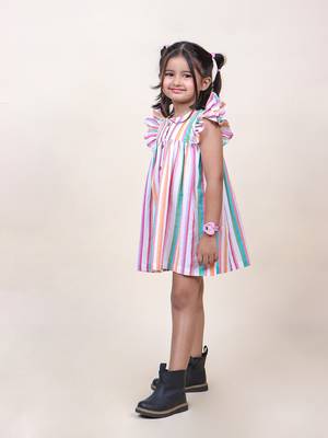 girl's multicolor stripes cotton mini dress 3