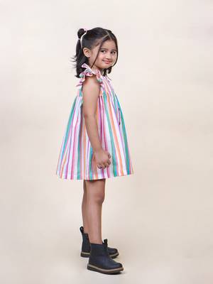 girl's multicolor stripes cotton mini dress 4