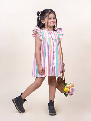 girl's multicolor stripes cotton mini dress 5