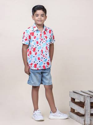 boy's white candy printed cotton shirt 1