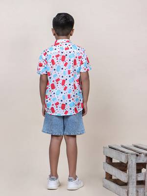 boy's white candy printed cotton shirt 2