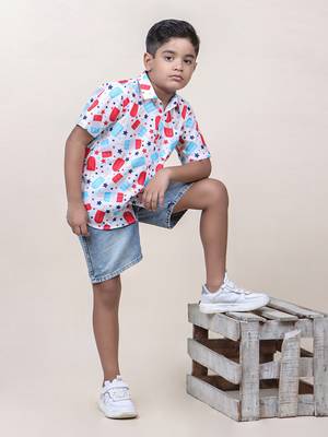 boy's white candy printed cotton shirt 4