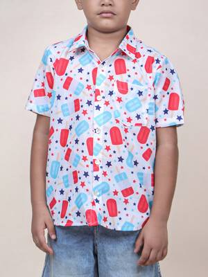 boy's white candy printed cotton shirt 5