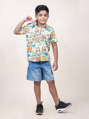 boy's long drive printed cotton shirt 1