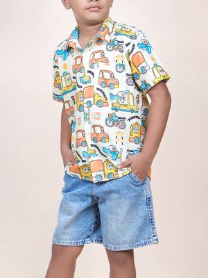 boy's long drive printed cotton shirt 4
