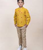 boy's mustard checks cotton shirt
