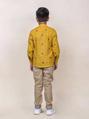 boy's mustard checks cotton shirt 2
