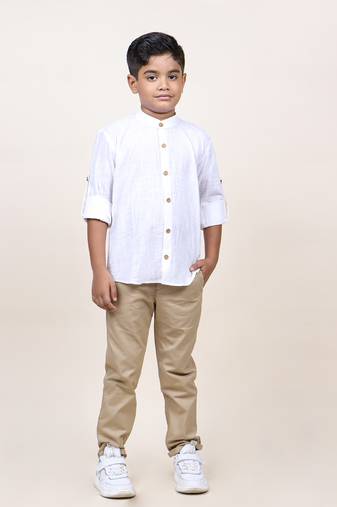 Jilmil boy's white rolled up cotton shirt