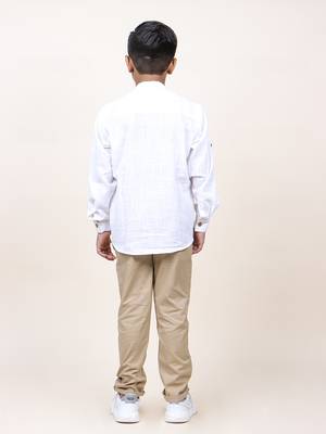 boy's white rolled up cotton shirt 2