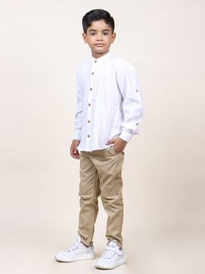 boy's white rolled up cotton shirt 3