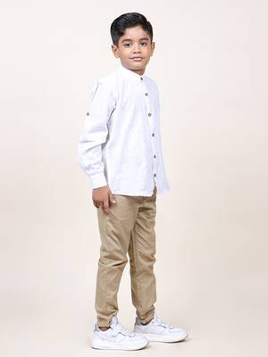 boy's white rolled up cotton shirt 4