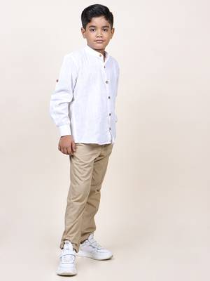 boy's white rolled up cotton shirt 5