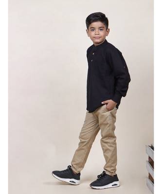 boy's black rolled up cotton shirt 3