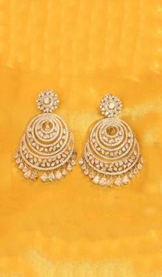 White Gold Plated Signity Studded Danglers 1