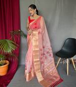 BABY PINK ELEGANT ORAGANZA SAREE