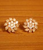Champagne Flower Shaped Big Gold Plated Studs
