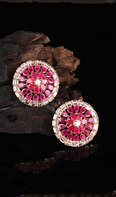 Pink Gold Plated Stone Earrings 6