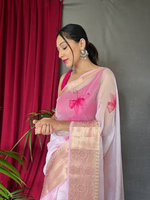 WHITE ELEGANT ORAGANZA SAREE 3
