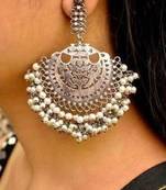 Silver look Chandbali Earrings